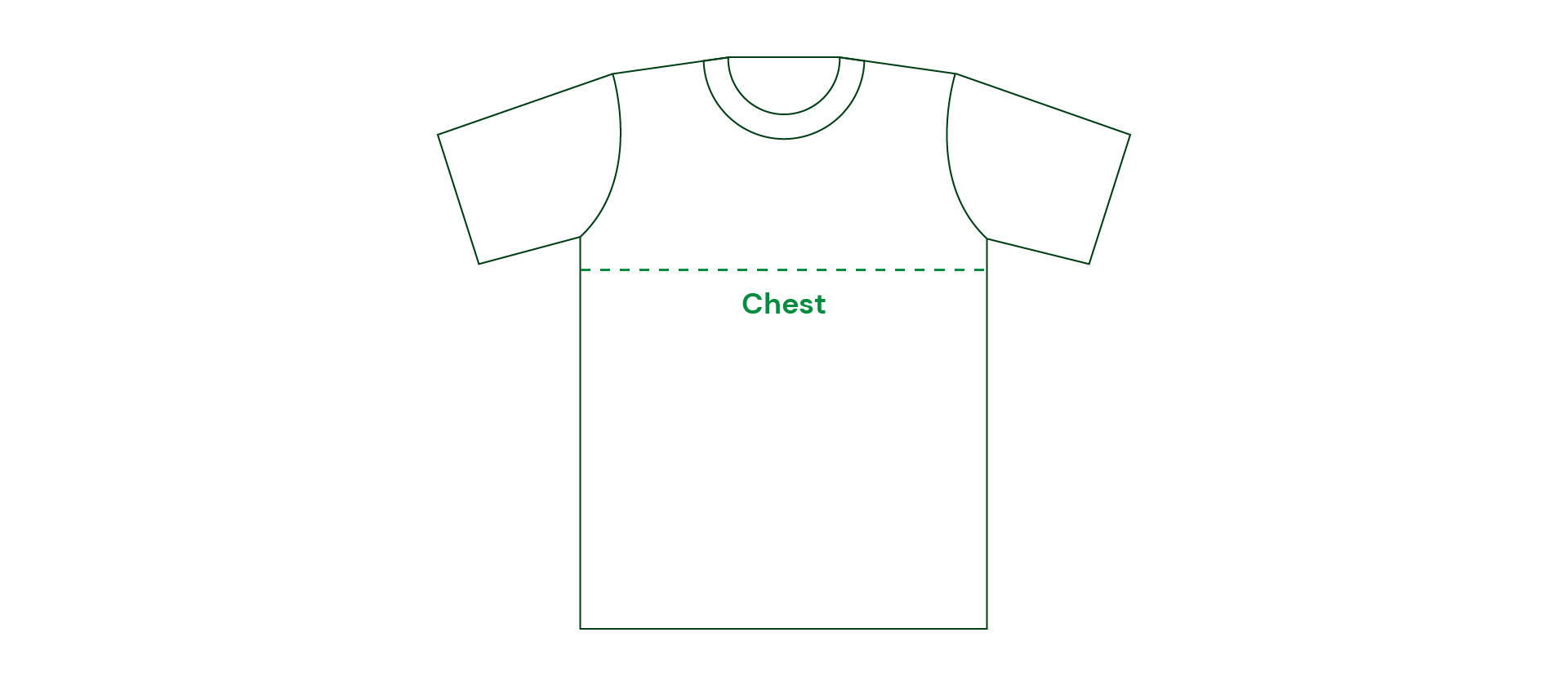 Size guide diagram showing chest measurement